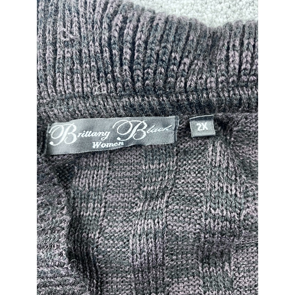 Brittany Black Sweater Womens 2X Plus Cardigan Open Front Ruffled Brown - Picture 7 of 10